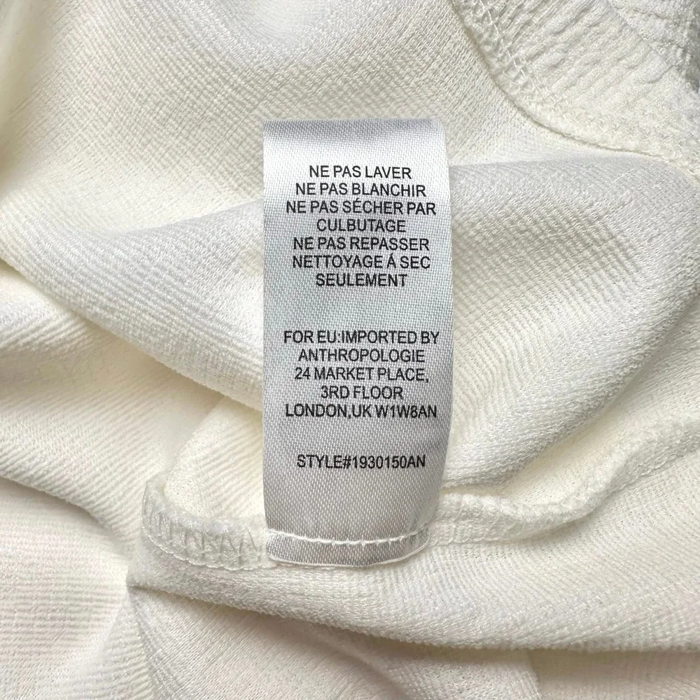 Current Air Anthropologie | Women | Cream Textured Puff Sleeve Top | Size Large